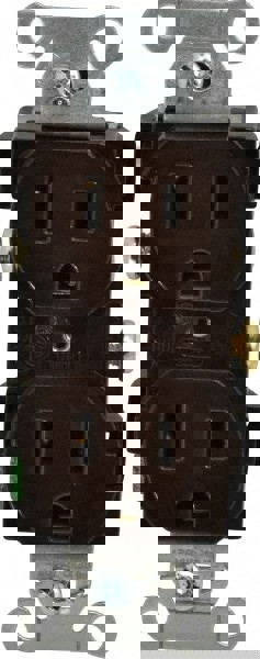 Straight Blade Duplex Receptacle: NEMA 5-15R, 15 Amps, Self-Grounding